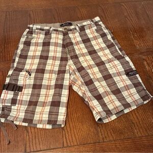 LRG Roots and Equipment Shorts Men’s 32 Cargo Pockets Plaid Distressed